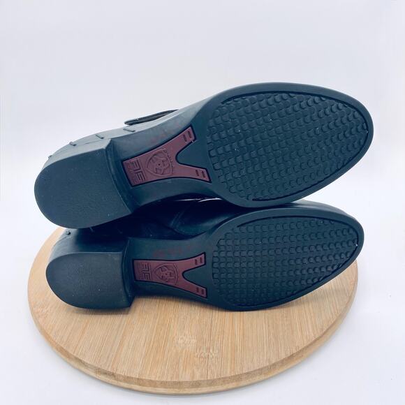 Ariat Boots Womens 10 Black Leather Ankle Snap Front Western Goth Boho - Picture 11 of 12